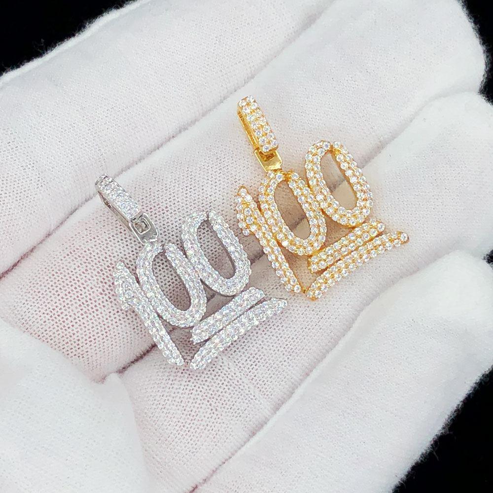 100 .925 Sterling Silver Mini CZ Iced Out Pendant