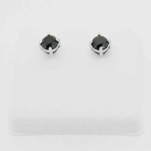 1.50cttw Genuine Black Diamond Stud Earrings 10K White Gold