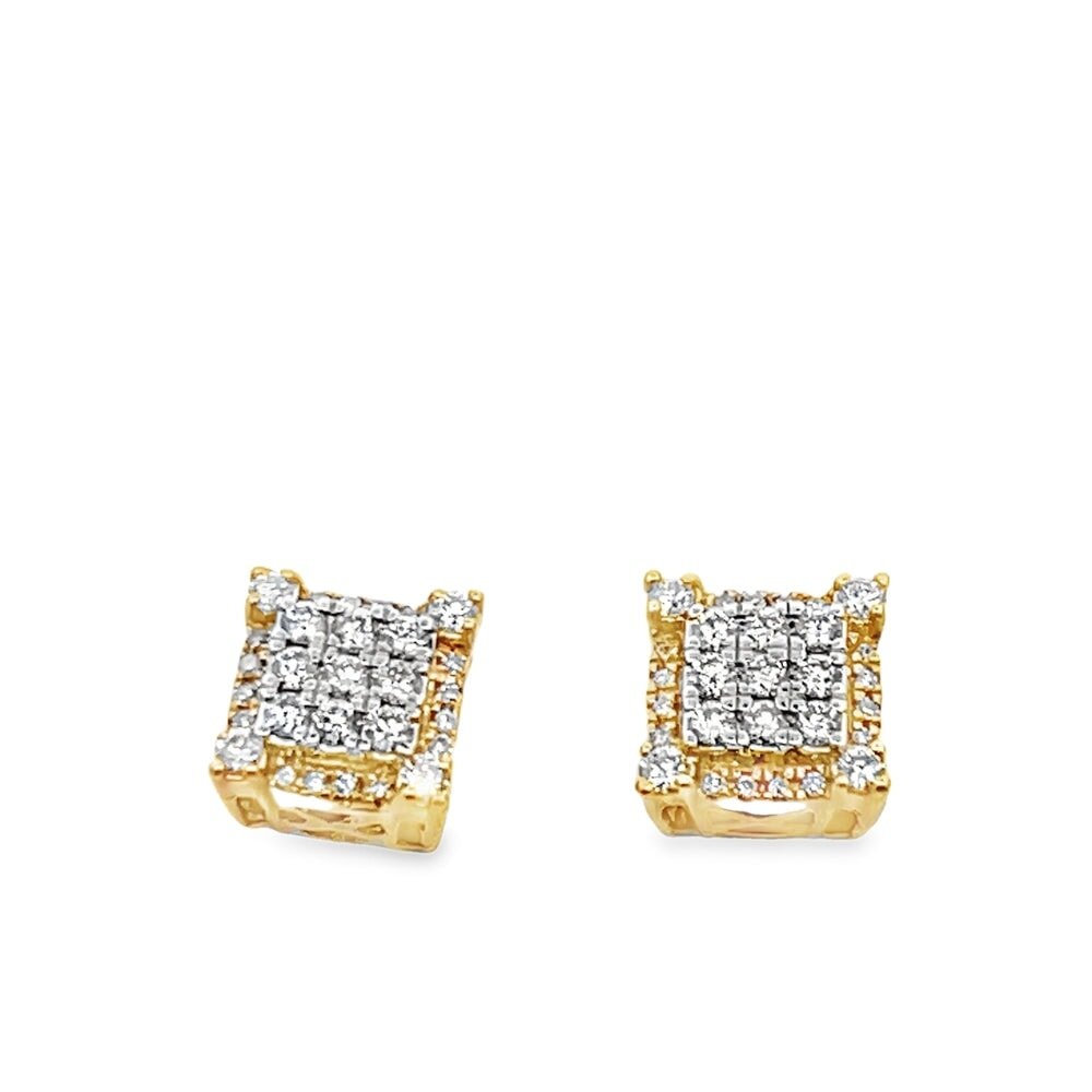 3D Cube Diamond Earrings .44cttw 14K Yellow Gold