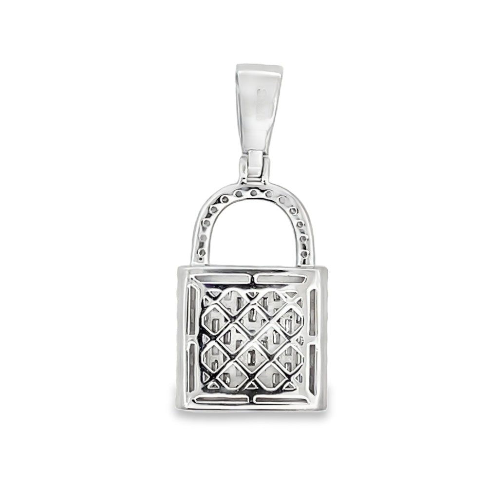 3D Padlock Emerald Cut 2.50cttw VVS Moissanite Pendant .925 Silver