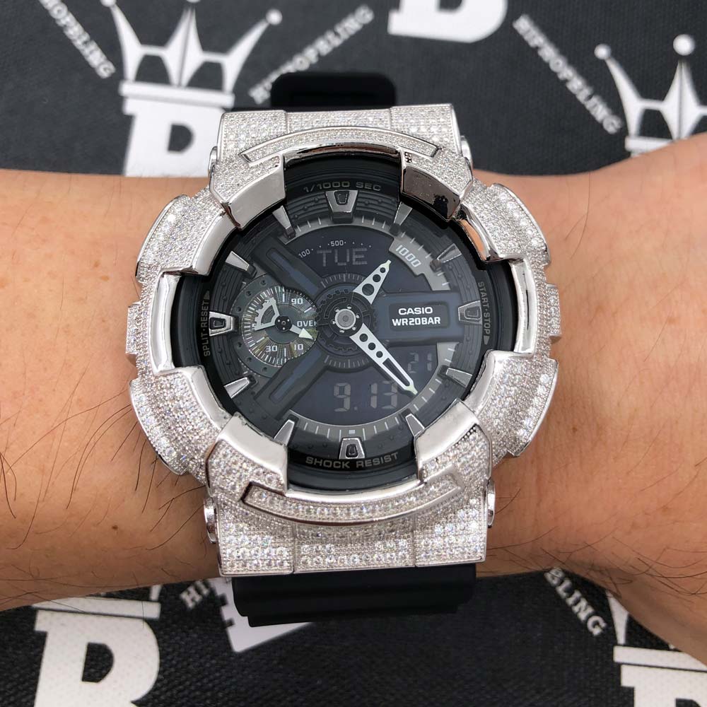 6.00 Carat Pave Moissanite VVS Iced Out G Shock GA110 Custom Watch