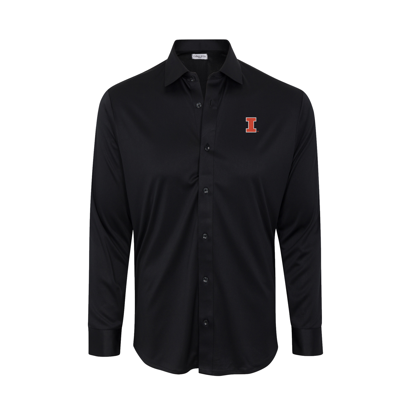 Illinois Quattro Flex Dress Shirt with Semi-Spread Collar Black