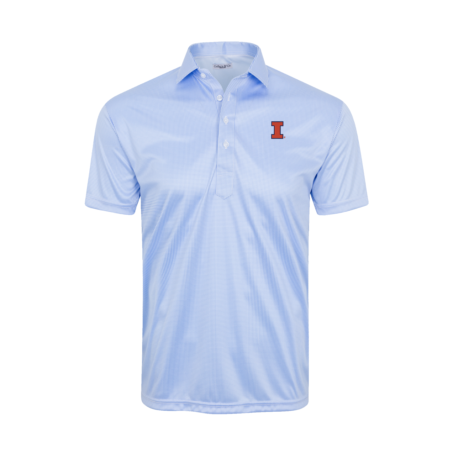 Illinois Semi-Spread Collar Polo Blue Houndstooth