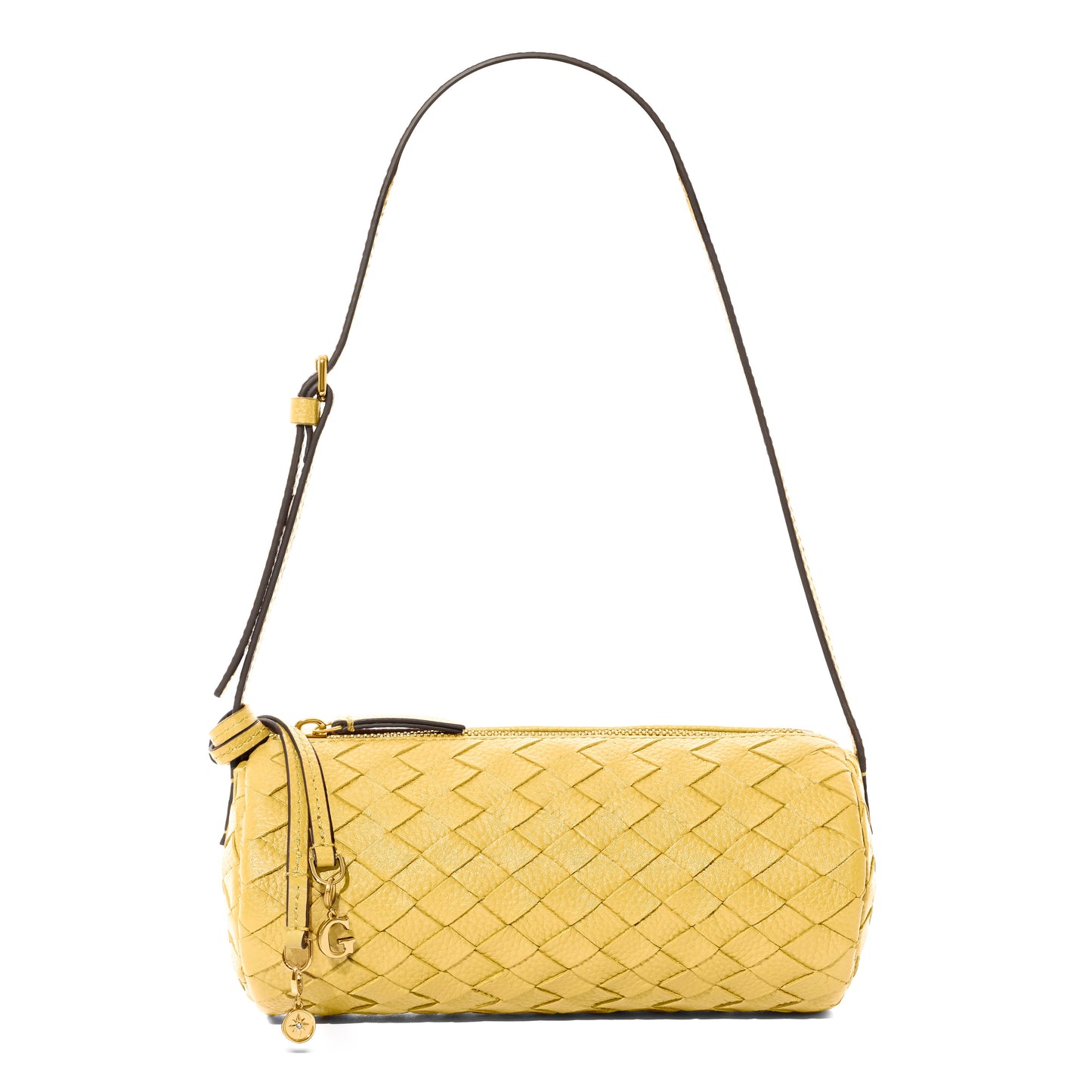 Woven Leather Barrel Bag (Butter Yellow)