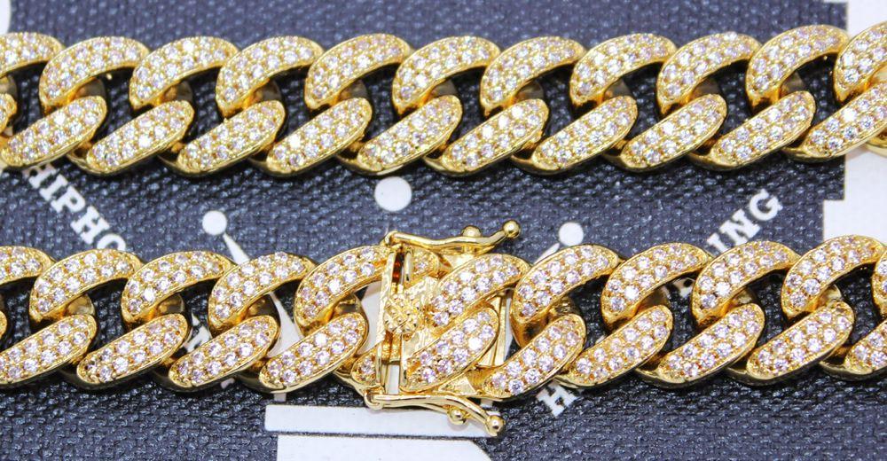 Bling Bling Cuban Chain 12MM Wide White / Yellow Gold