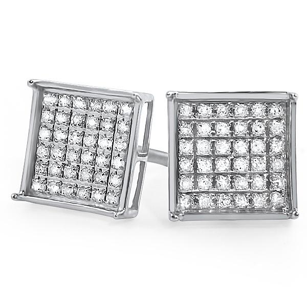 Box Diamond Earrings in .925 Sterling Silver | 4 Sizes | 2 Colors