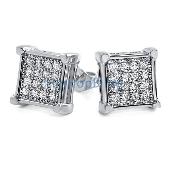 Box Micro Pave CZ Bling Bling Earrings