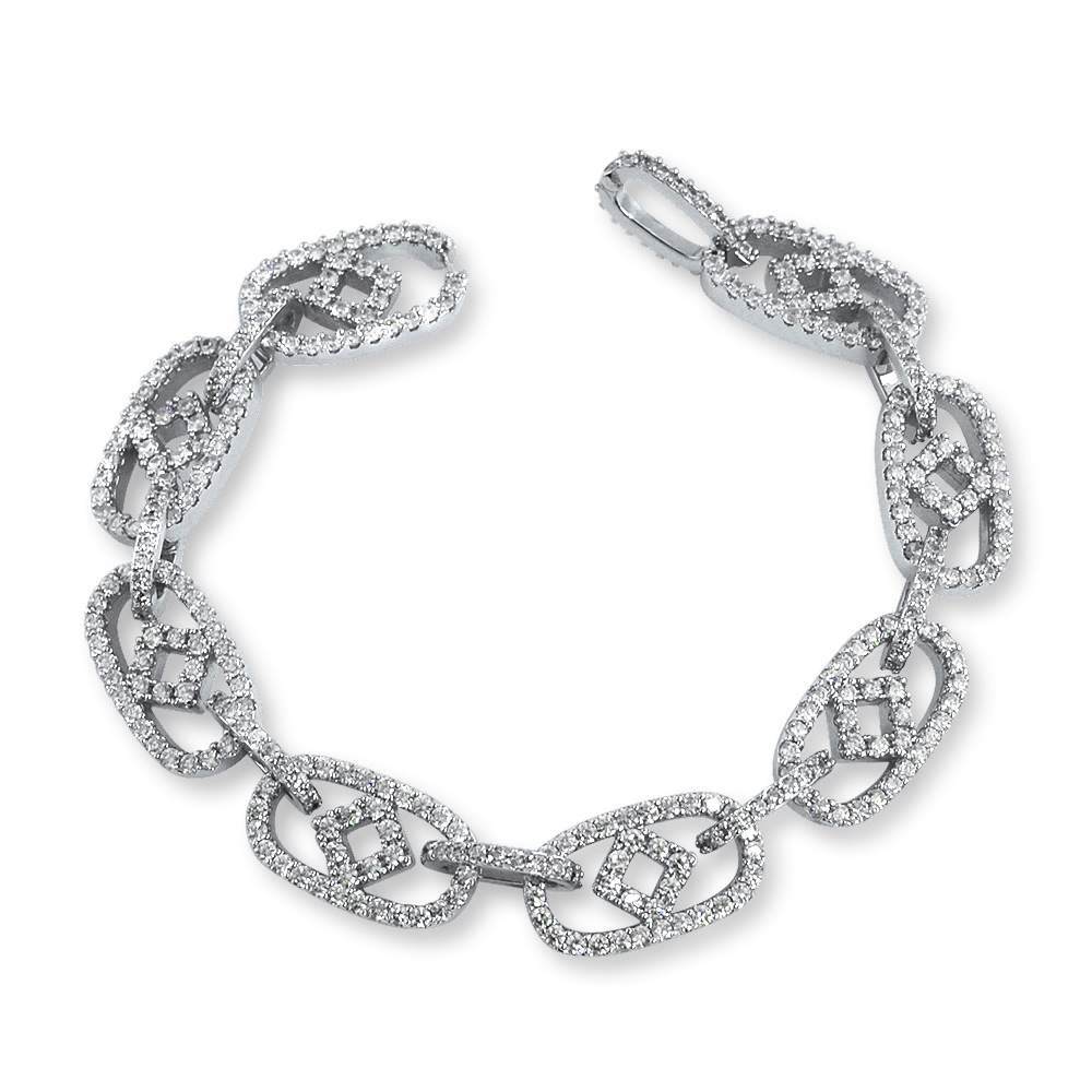 Box Oval Link CZ Iced Out Hip Hop Bracelet