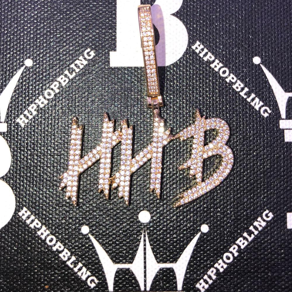 Brush 2 Row Custom Name Pendant Hip Hop Bling