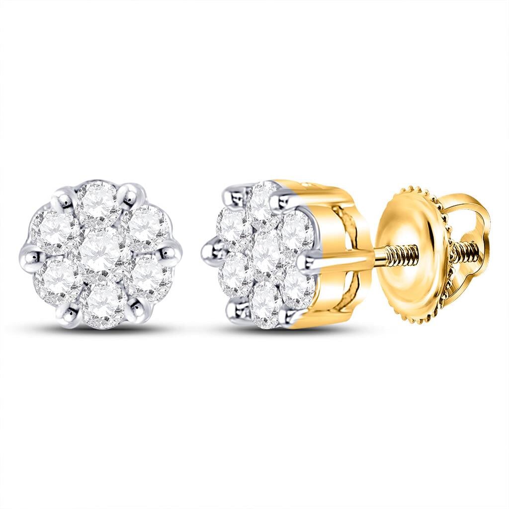 Cluster Diamond Earrings .25cttw 14K Yellow Gold
