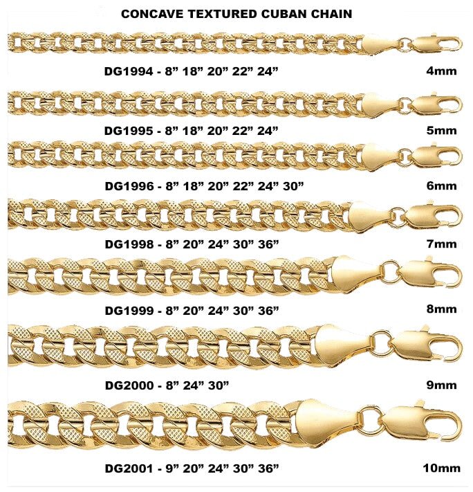 Cuban Curb Frosted Concave Gold Plated Chain Necklace