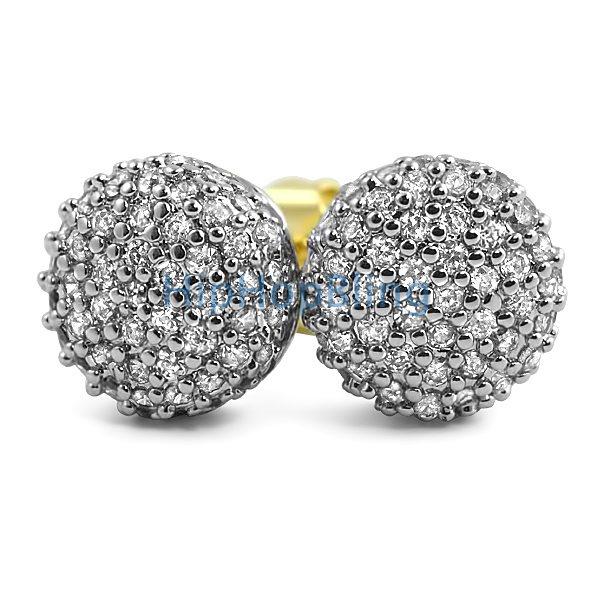 Cylinder CZ Gold Bling Bling Earrings