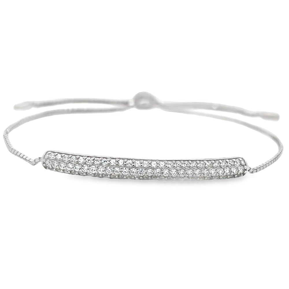 CZ ID Bolo Bracelet .925 Sterling Silver