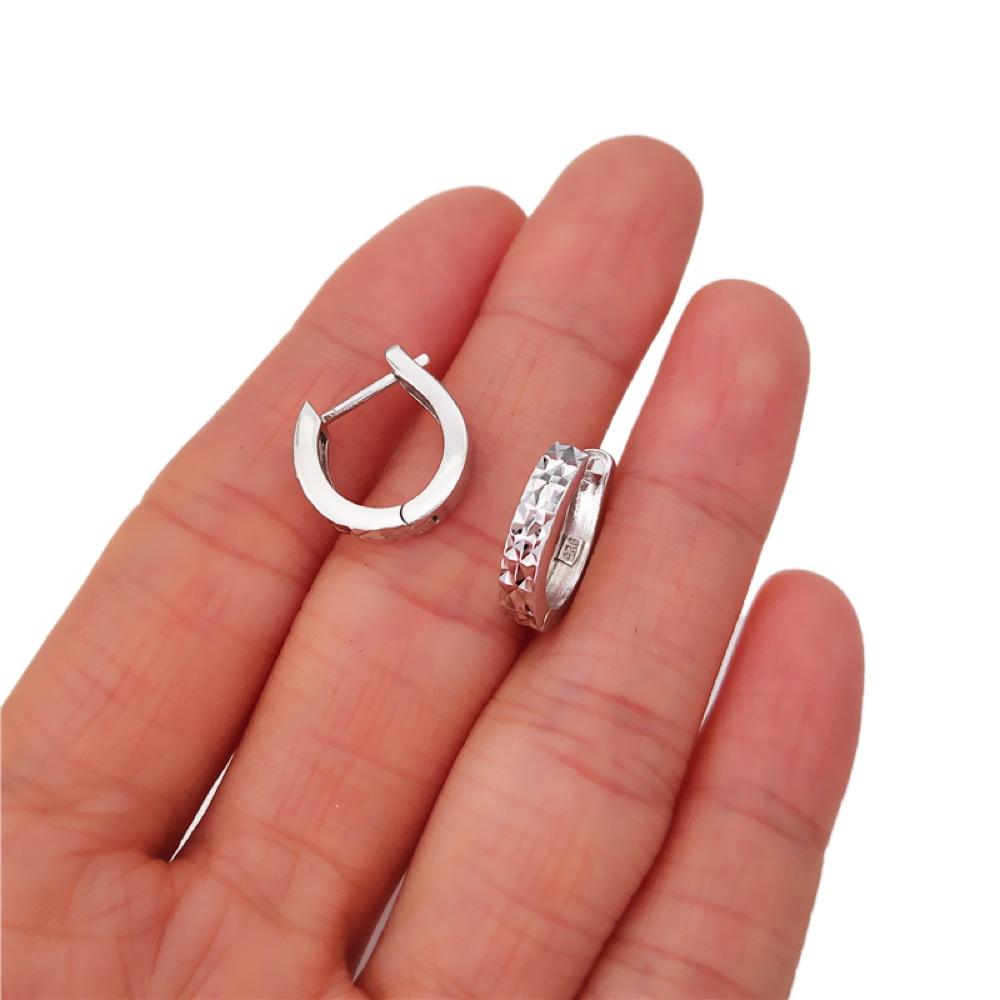 Diamond Cut Huggie Hoop Earrings .925 Silver