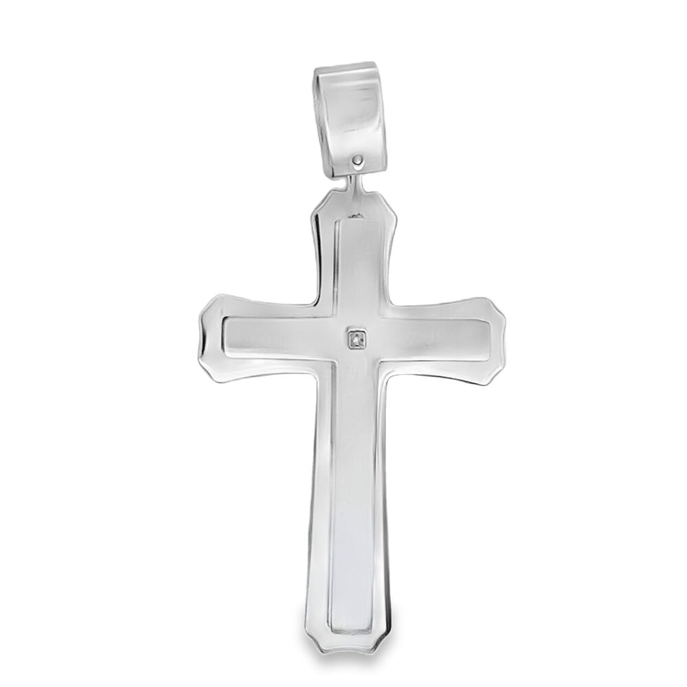 Diamond Double Layer Cross Pendant Stainless Steel