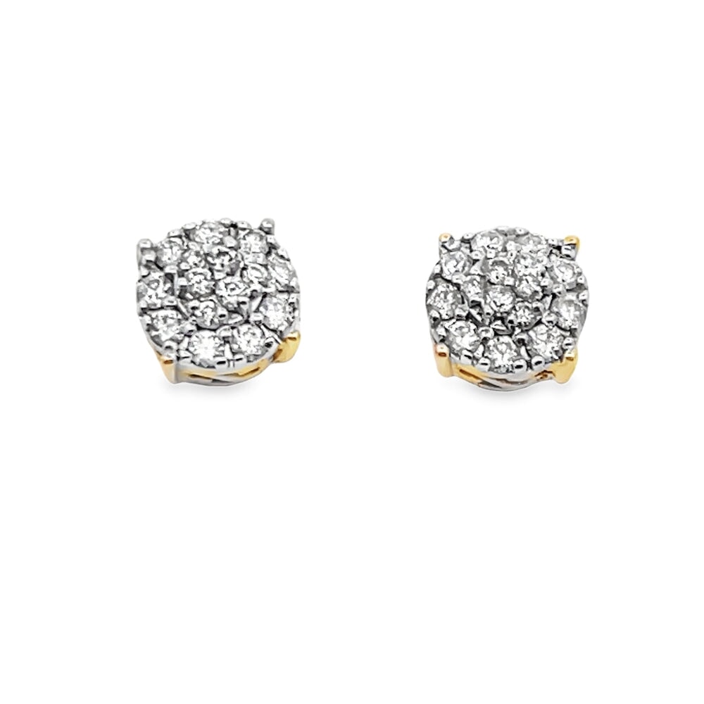 Double Circle Diamond Earrings .50cttw 14K Yellow Gold