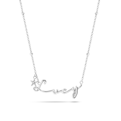 Written In The Sand Charm Name Necklace (Silver)
