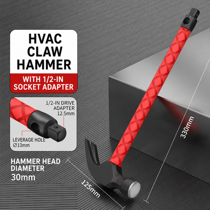 Multi-Functional Claw Hammer with Socket & Adjustable Wrench, One-Piece Forged All-in-One Hand Tool for HVAC Installation & Home Repair