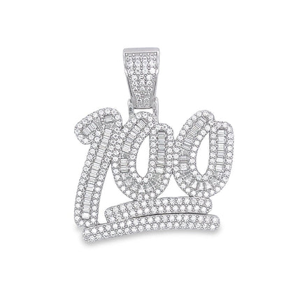 100 Large Baguette VVS Moissanite Pendant .925 Sterling Silver