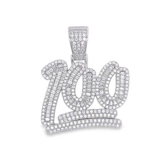 100 Large Baguette VVS Moissanite Pendant .925 Sterling Silver