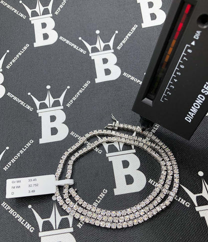 10K White Gold Diamond Tennis Chain 3MM Miracle Setting