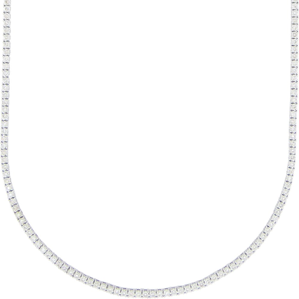 10K White Gold Diamond Tennis Chain 3MM Miracle Setting