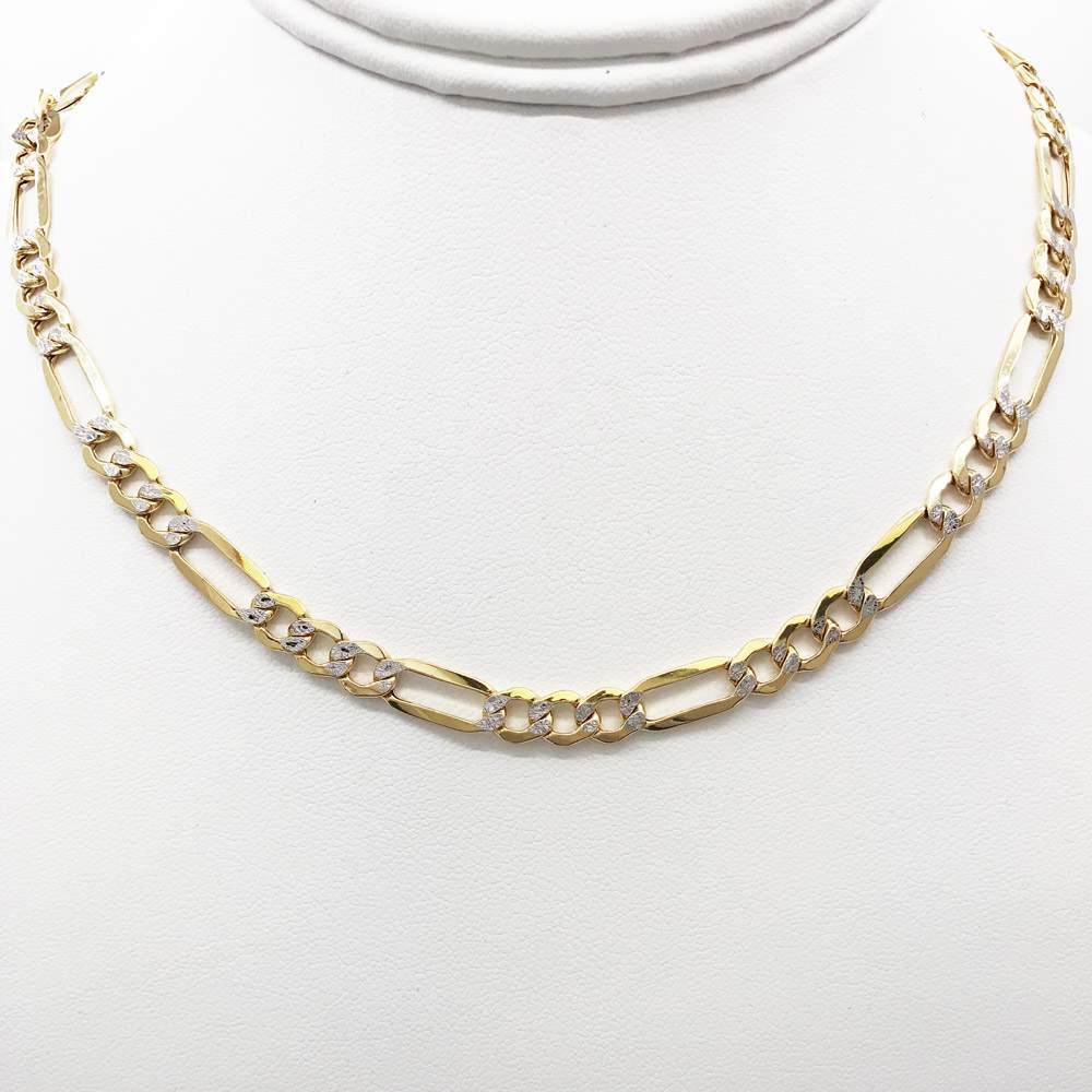 10K Yellow Gold Diamond Cut Figaro Chain Lightweight
