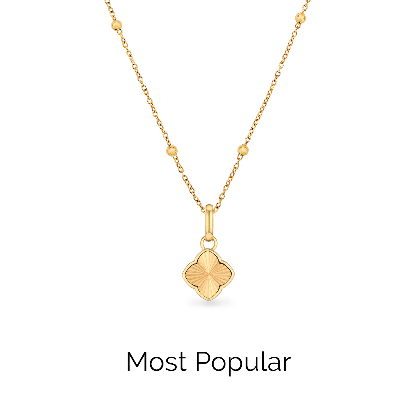 Textured Clover Necklace (Gold)
