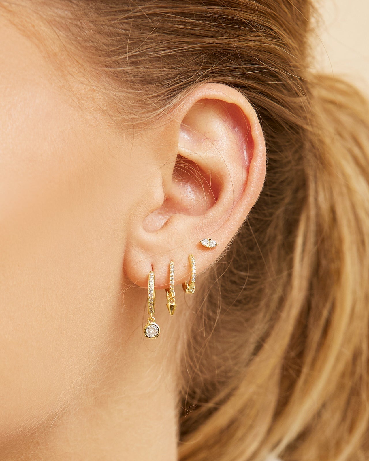 Glitter Earring Stack - Stone