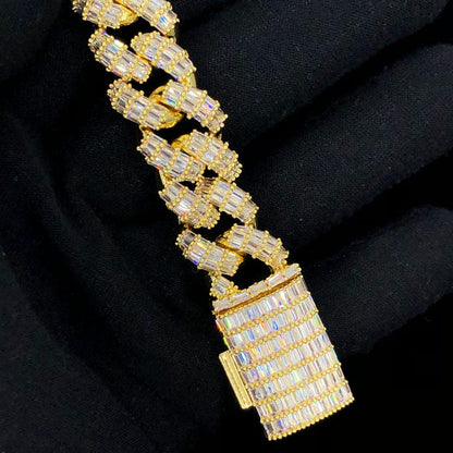 3D Baguette Cuban Link CZ Iced Out Hip Hop Bracelet