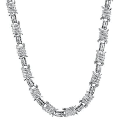 3D Barb Wire Baguette Bling Bling CZ Iced Out Chain