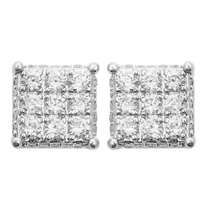 3D Box Diamond Earrings .50cttw 10K Yellow Gold