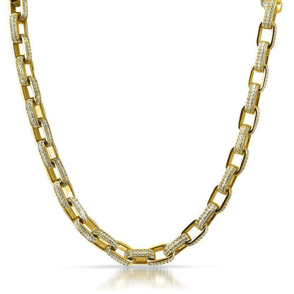 3D Box Link Gold Hip Hop CZ Bling Bling Chain