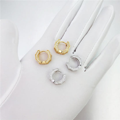 3D Ice Wave CZ Huggie Hoop Iced Out Earrings .925 Silver