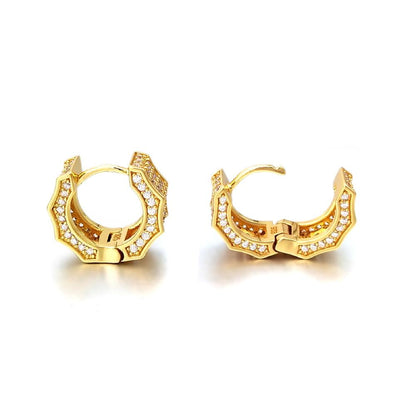 3D Ice Wave CZ Huggie Hoop Iced Out Earrings .925 Silver