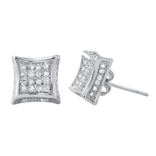 3D Kite CZ Micro Pave Earrings Rhodium