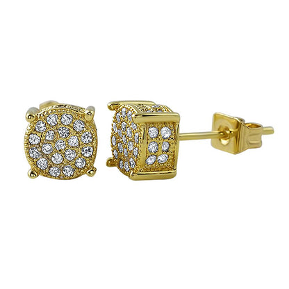 3D Pave Stud VVS Moissanite Earrings .925 Sterling Silver