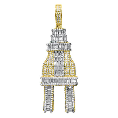 3D PLUG Baguette CZ Hip Hop Iced Out Pendant