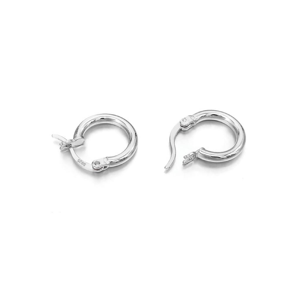 3D Polished Huggie Hoop Earrings .925 Silver (3 Sizes)