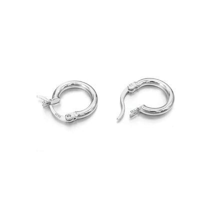 3D Polished Huggie Hoop Earrings .925 Silver (3 Sizes)