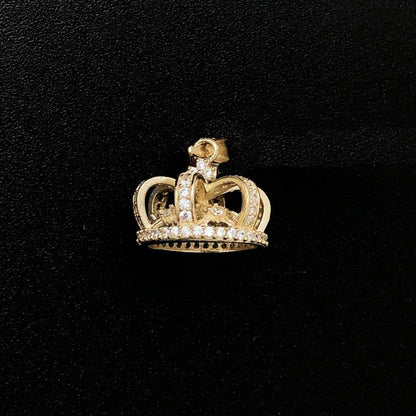 3D Royal Crown CZ 10K Yellow Gold Pendant