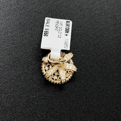 3D Royal Crown CZ 10K Yellow Gold Pendant