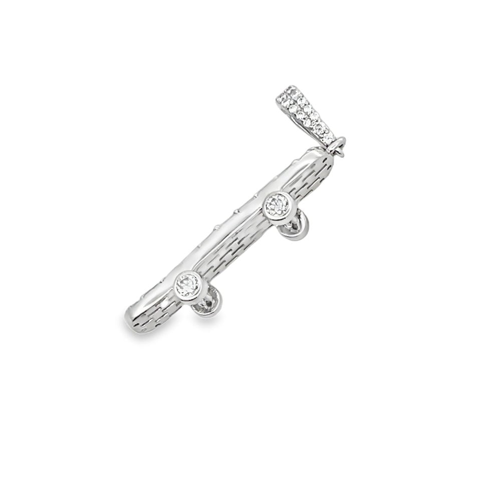 3D Skateboard Emerald Cut 2.65cttw VVS Moissanite Pendant .925 Silver