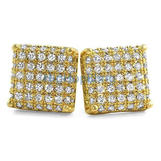 3D Square CZ Bling Bling Earrings