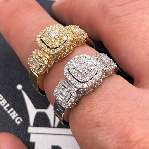 3D Tri Cluster Diamond Ring 1.30cttw 10K Gold