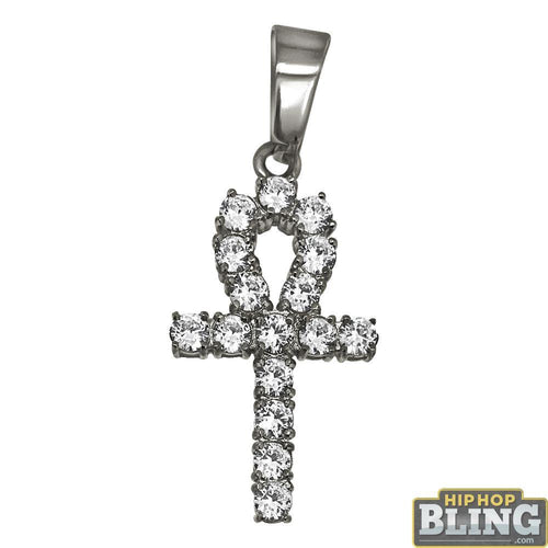 3MM CZ Ankh Cross Stainless Steel Bling Bling