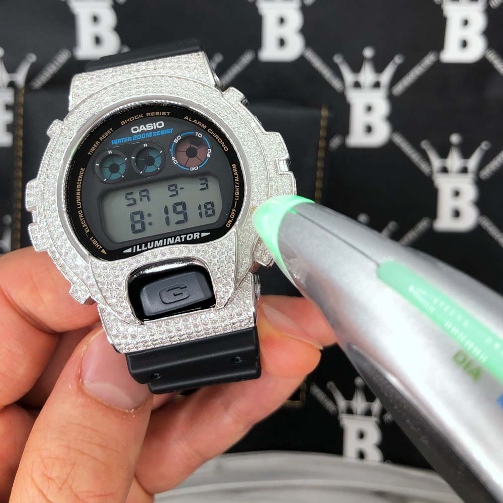 4.25 Carat Moissanite VVS Iced Out G Shock DW6900 Custom Watch