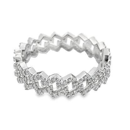 6MM Sharp Cuban Link .70cttw Diamond Ring 10K Gold