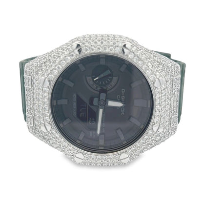 7.75 Carat VVS Moissanite Iced Out G Shock GA2100 Hip Hop Custom Watch