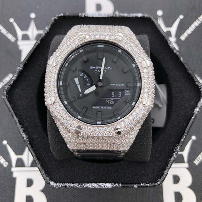 7.75 Carat VVS Moissanite Iced Out G Shock GA2100 Hip Hop Custom Watch